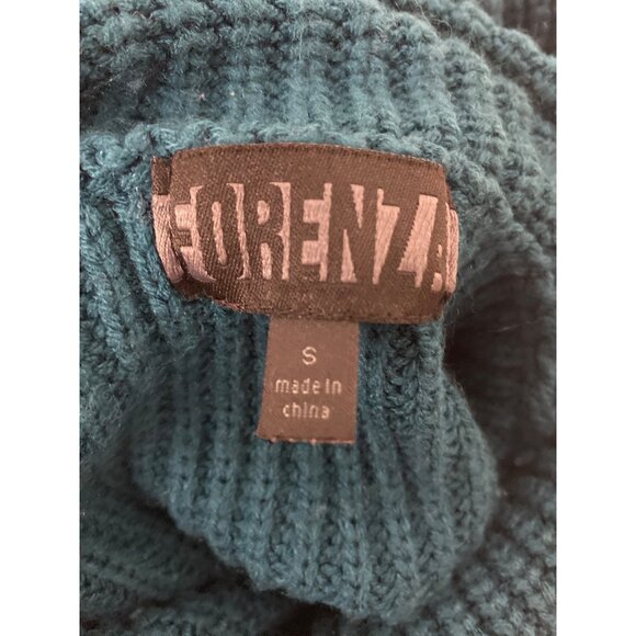 Vintage ForenzaTeal Turtleneck Sweater Long Sleeve Ribbed Knit Womens Size S - Picture 10 of 12